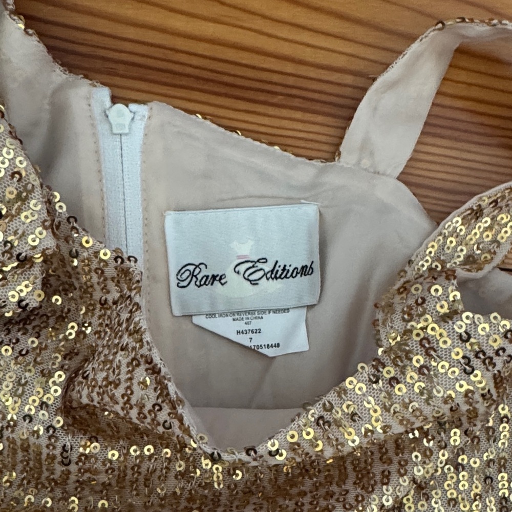 NWT Rare Editions Gold and White Formal Dress size 7 - Picture 2 of 7